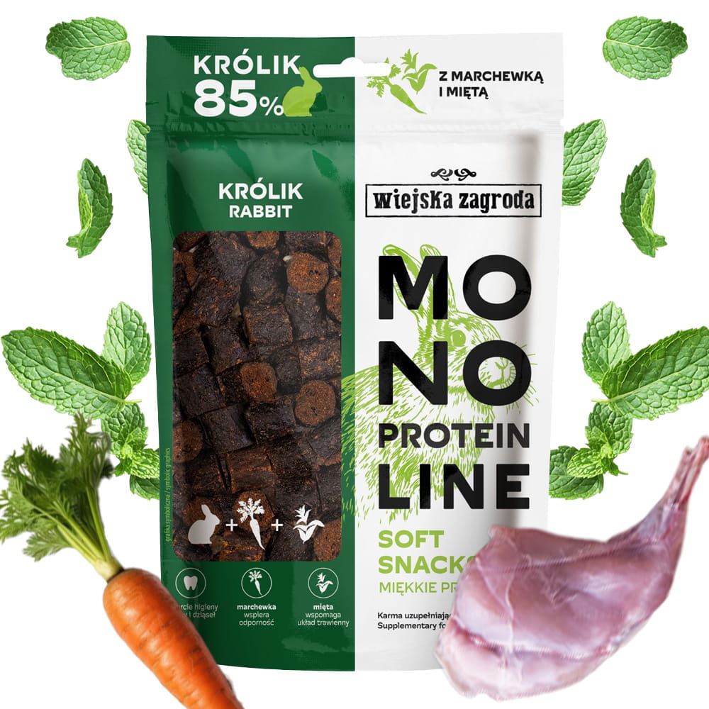 Wiejska Zagroda Przysmak dla psa Monoproteinowe miękkie przysmaki Królik (dorosły) 115g